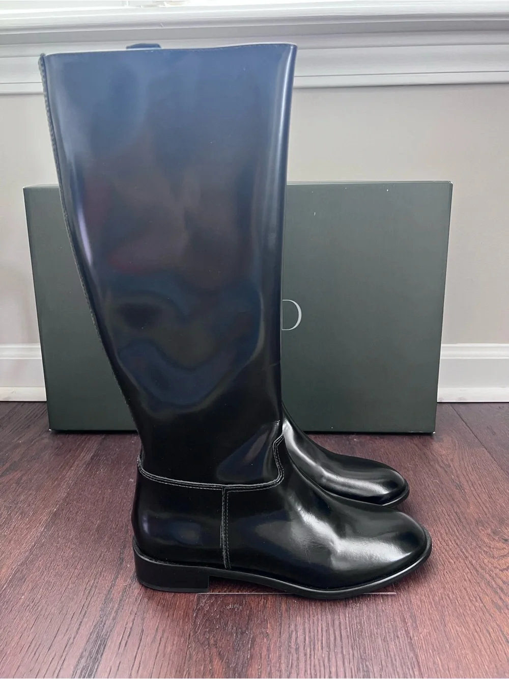 NWB Anthropologie Silent D Giselle Riding Boots Black Leather Size 37